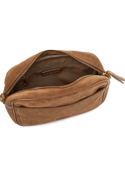 Kadın Taba Uzun Askılı Süet Deri Çapraz Çanta 25WBD252510