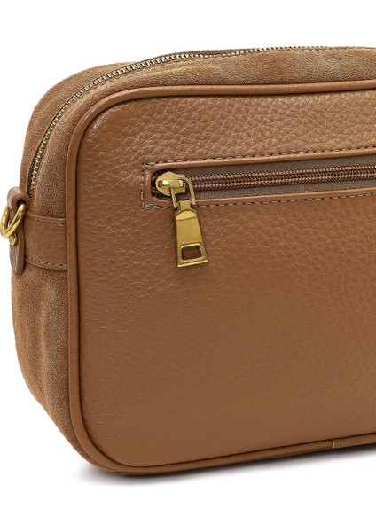 Kadın Taba Uzun Askılı Süet Deri Çapraz Çanta 25WBD252510