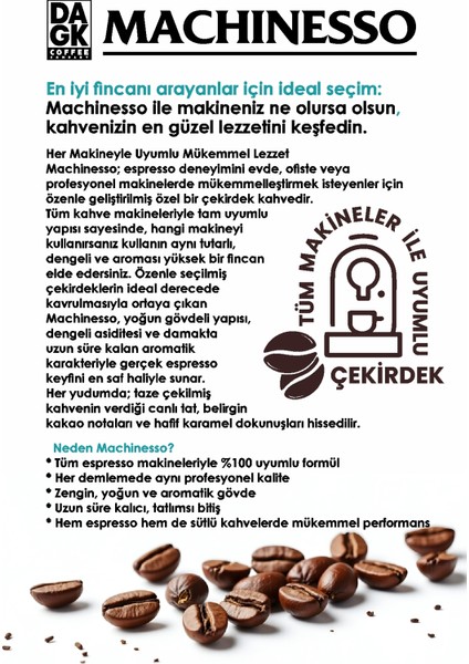 Machinesso Espresso Çekirdek Kahve (Orta Kavrum - Tüm Makineler Ile Uyumlu) 250G fiyatları