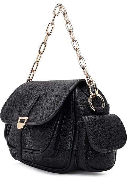 Kadın Siyah Uzun Askılı Mini Omuz Çantası 25WBD2538FT