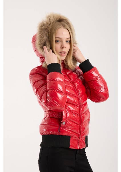 KADIN KISA ÇIKARILABİLİR KÜRK KAPŞONLU DOLGULU SU İTİCİ ŞİŞME MONT 8637 fiyatları