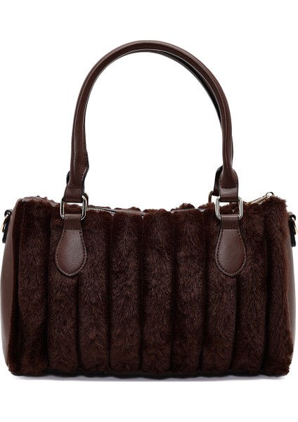 Kadın Kahverengi Uzun Askılı Aksesuarlı Peluş Omuz Çantası 25WBD2673PH modelleri