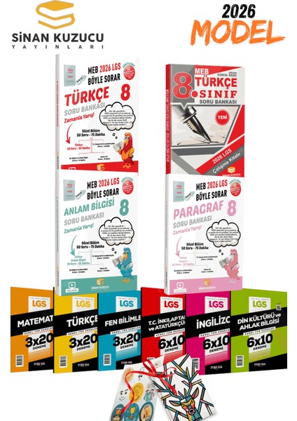 2026 Lgs Sinan Kuzucu Türkçe Paragraf Anlam Soru Bankası + Türkçe Çalışma Kitabı + 6lı Branş Deneme