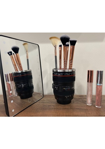 Şık Masa Üstü Makyaj ve Diş Fırçası Organizeri, Siyah Renkli, Düzen Sağlayıcı