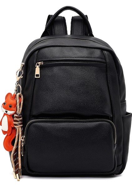 Kadın Siyah Charmlı Sırt Çantası 25WBD2869FT
