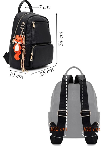 Kadın Siyah Charmlı Sırt Çantası 25WBD2869FT fiyatları