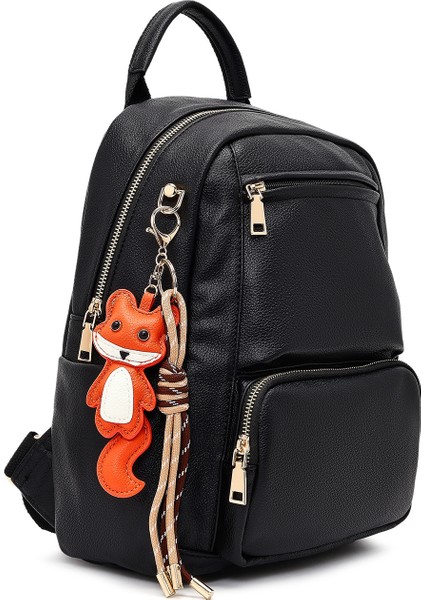 Kadın Siyah Charmlı Sırt Çantası 25WBD2869FT indirimleri