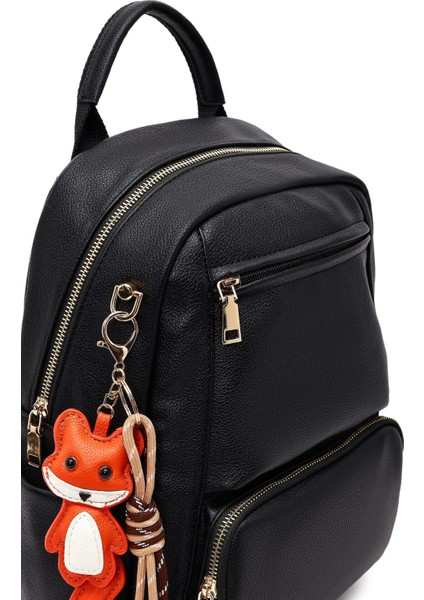 Kadın Siyah Charmlı Sırt Çantası 25WBD2869FT