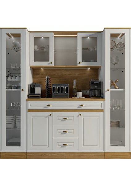 Mikel Masalı Kahve Köşesi LED Aydınlatmalı %100 Mdf 200*45*200