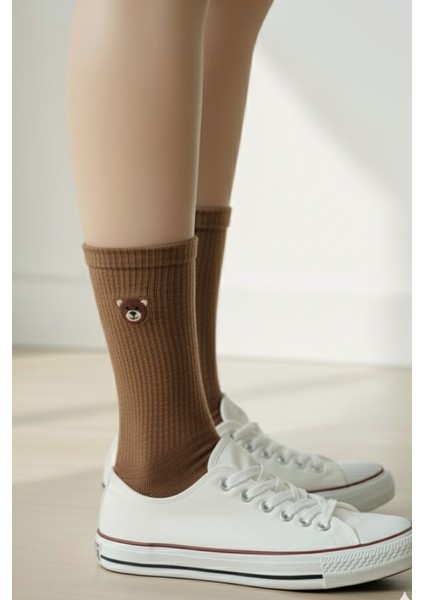 Ayı Tedy Nakışlı Sevimli Yazlık Kışlık 3 Renk Unisex 3 Çift Soket Çorap Seti modelleri