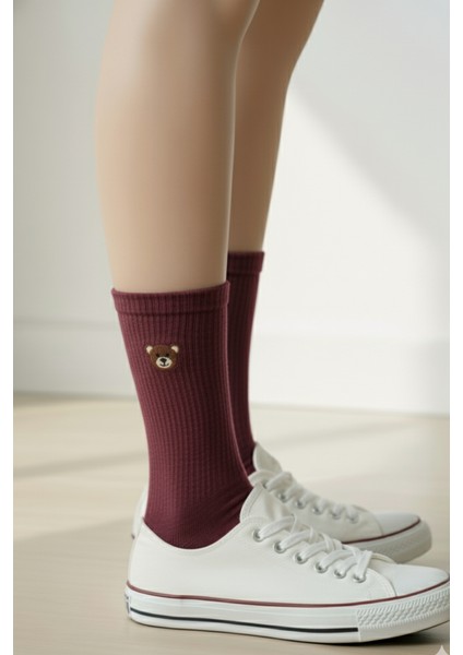 Ayı Tedy Nakışlı Sevimli Yazlık Kışlık 3 Renk Unisex 3 Çift Soket Çorap Seti fırsatları