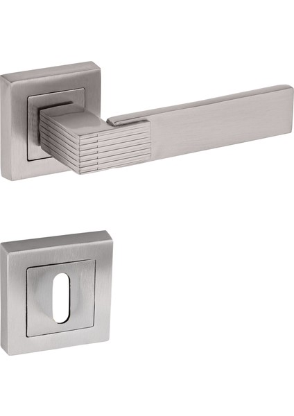 Premium Ahenk Kare Rozetli Kapı Kolu (Oda-Wc-Yale Kilit Tipleri)(Takım) Saten