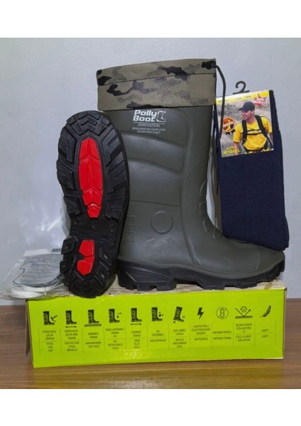 Çizme Koyu Haki Kısa Boğazlı 31+6 cm