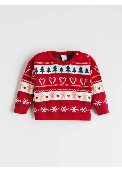 Baby Kırmızı Bisiklet Yaka Triko Yılbaşı Temalı %100 Pamuk Kız Bebek Kazak ve Tayt fiyatları