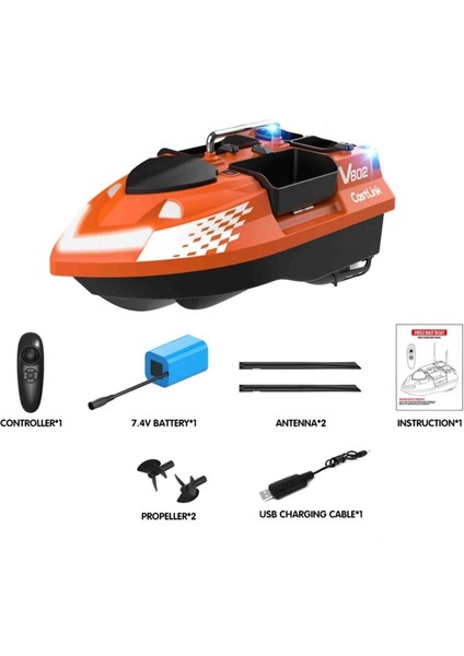 Sazan Yemleme (Tekne ve Botu)Flytec V802 4 Kabin 3kg Yük 500M 12000MAH Pil Rc Kumandalı (Konumsuz)