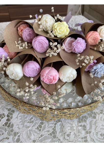 El Yapımı Söz,nişan,kına,düğün,nikah Için Hediyelik Çiçek Mum Buketleri 10'lu Paket fırsatları