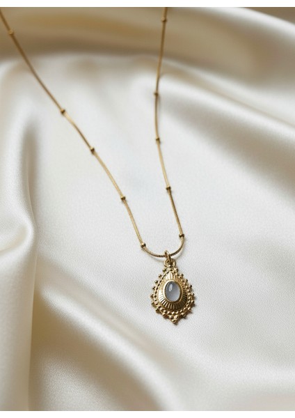 Taşlı Zarif Vintage Çelik Kolye fiyatları