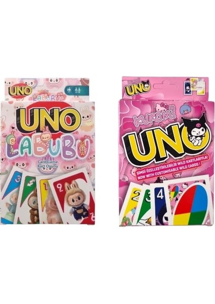 Labubu Uno ve Kuromi Uno Oyun Kartları 2'li Set