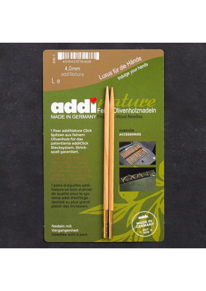 Addi Nature Olive Wood Click 4mm 13CM Misinalı Şiş