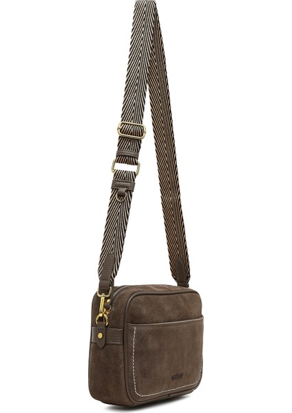 Kadın Vizon Uzun Askılı Süet Deri Çapraz Çanta 25WBD252510