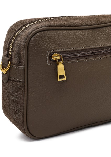 Kadın Vizon Uzun Askılı Süet Deri Çapraz Çanta 25WBD252510