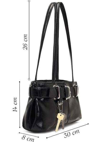 Kadın Siyah Rugan Omuz Çantası 25WBD254216 fiyatları