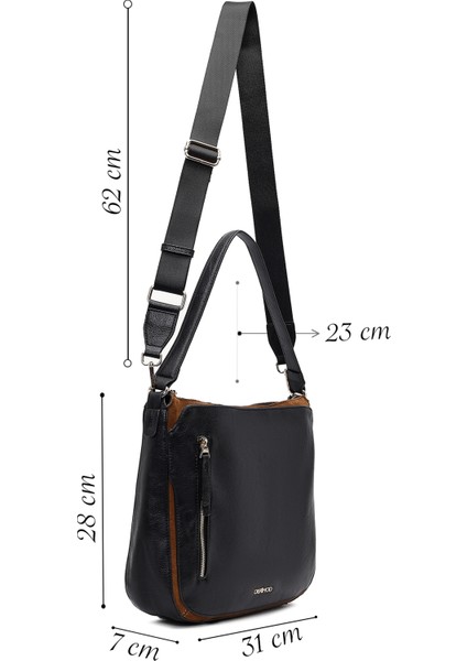 Kadın Siyah Uzun Askılı Deri Omuz Çantası 25WBD255914 fiyatları