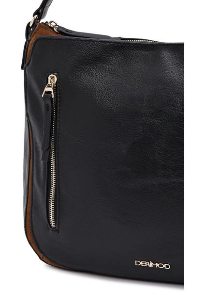 Kadın Siyah Uzun Askılı Deri Omuz Çantası 25WBD255914