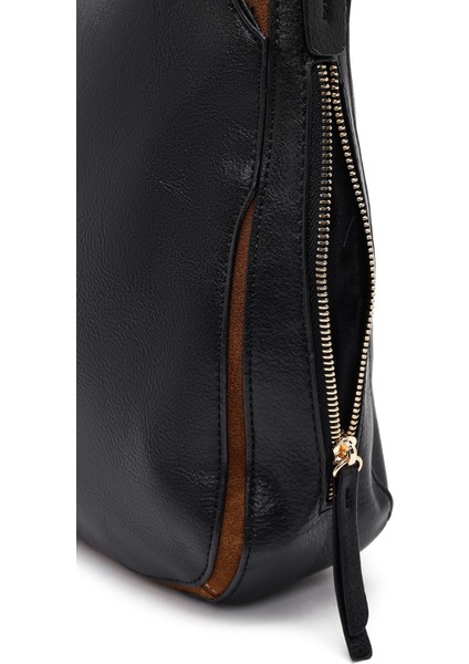 Kadın Siyah Uzun Askılı Deri Omuz Çantası 25WBD255914