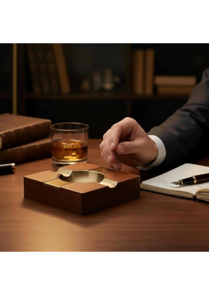 Cigarloong Ahşap Kare Puro Küllüğü Bronze 2li fiyatları