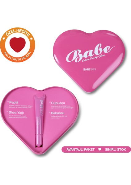 Lip Balm Pembe Kalpli Pr Kutulu I Cotton Candy Glaze I Nemlendirici I Dudak Parlatıcı I Simli Tint