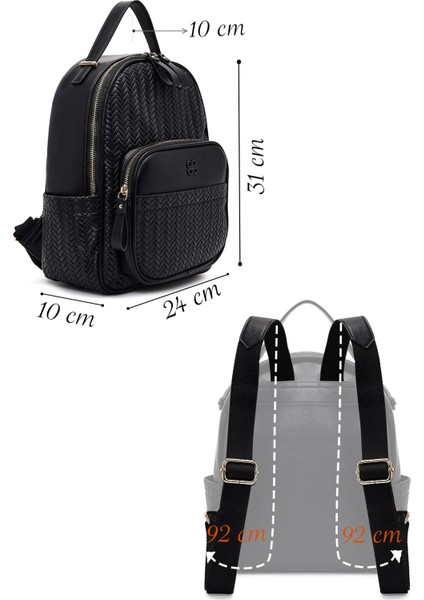 Kadın Siyah Baskılı Sırt Çantası 25ABD285126 fiyatları