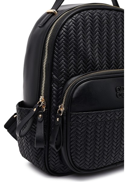 Kadın Siyah Baskılı Sırt Çantası 25ABD285126