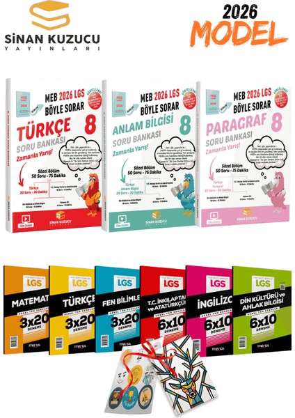 2026 Lgs Sinan Kuzucu Türkçe Anlam Bilgisi ve Paragraf 3lü Soru Bankası Seti ve 6lı Branş Deneme Set