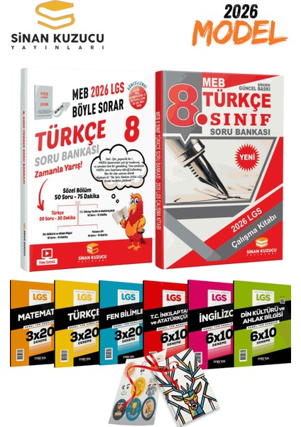 2026 Lgs Sinan Kuzucu Türkçe Soru Bankası ve Lgs Türkçe Çalışma Kitabı + 6lı Branş Deneme Seti