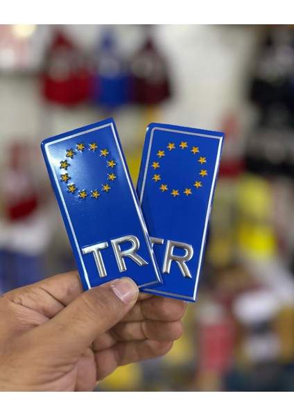 Tr Plaka Sticker 2'li - Türkiye Plaka Sticker - Tr Logolu, Mavi Renk