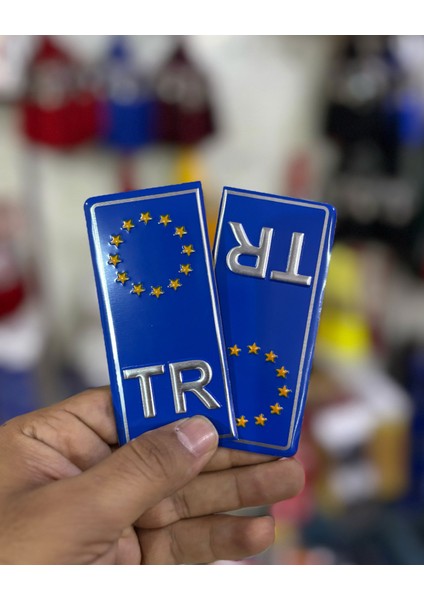 Tr Plaka Sticker 2'li - Türkiye Plaka Sticker - Tr Logolu, Mavi Renk fırsatları