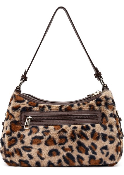 Kadın Leopar Uzun Askılı Peluş Omuz Çantası 25WBD2672PH modelleri