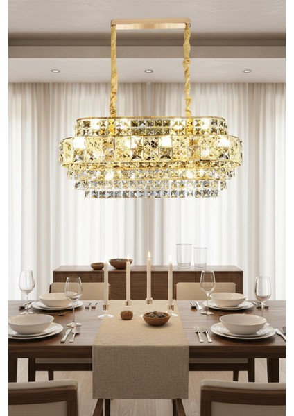 Capella 80 cm Kristal Taş Detaylı Gold Avize modelleri