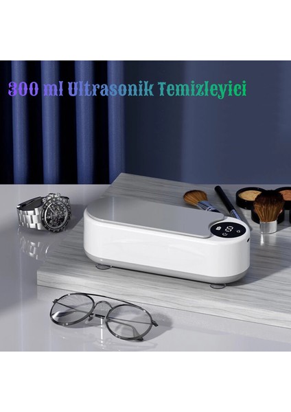 Dijital Ekranlı Ultrasonik Takı Temizleyici Çok Fonksiyonlu Takı Saat Gözlük Fırça Temizleme 300 ml indirimleri