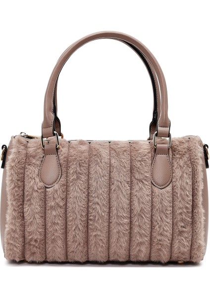 Kadın Vizon Uzun Askılı Aksesuarlı Peluş Omuz Çantası 25WBD2673PH fırsatları