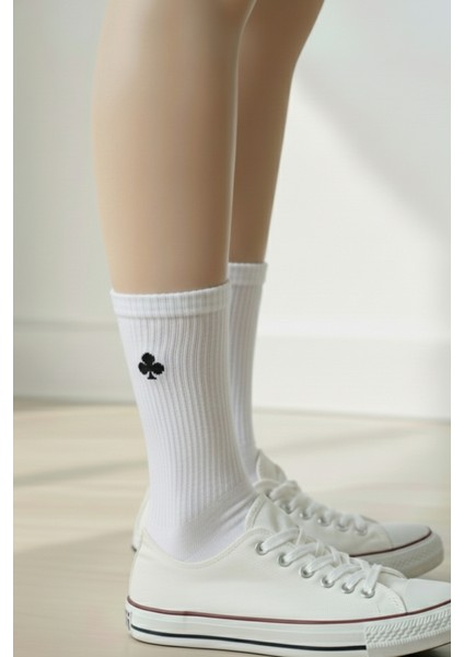 Iskambil Karo Maça Nakışlı Siyah Beyaz Unisex Yazlık Kışlık 2 Çift Çorap Seti fiyatları