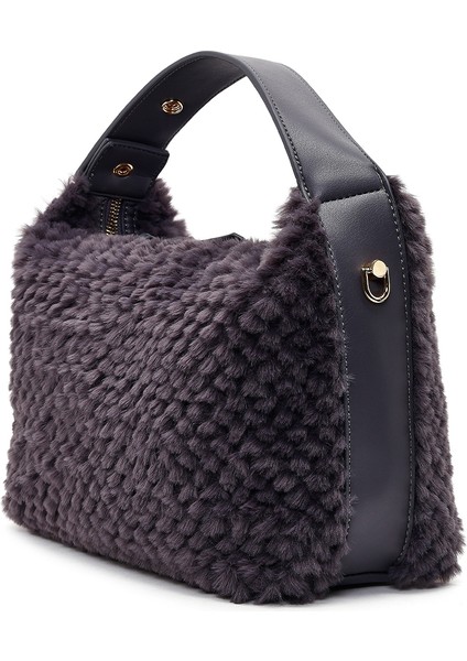 Kadın Gri Uzun Askılı Charmlı Peluş Omuz Çantası 25WBD2865PH indirimleri