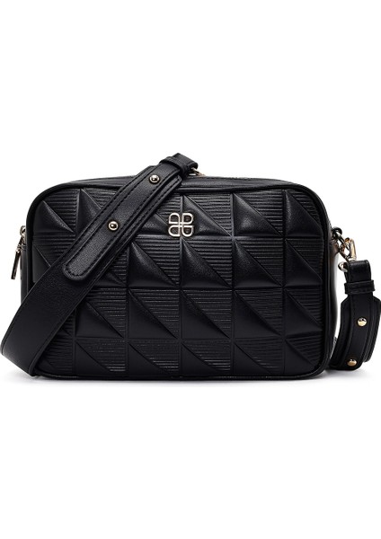 Kadın Siyah Uzun Askılı Baskılı Çapraz Çanta 25ABD284926