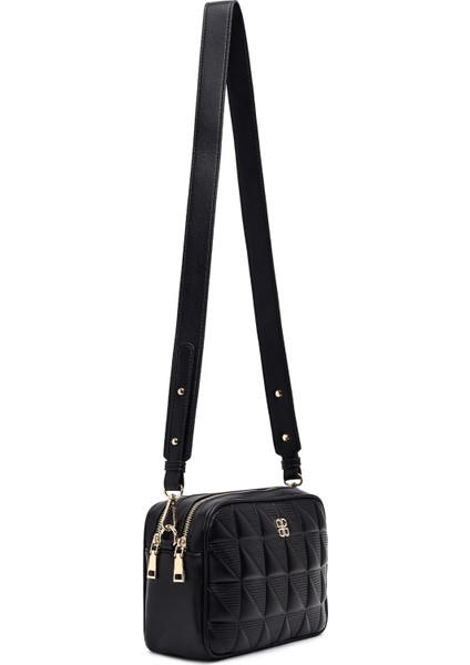 Kadın Siyah Uzun Askılı Baskılı Çapraz Çanta 25ABD284926