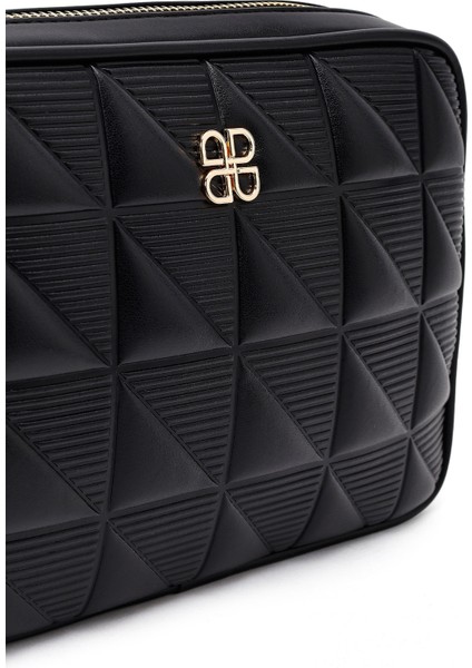 Kadın Siyah Uzun Askılı Baskılı Çapraz Çanta 25ABD284926