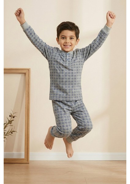 Pamuklu 2 Iplik Şardonlu Manşetli Düğmeli Yaka Erkek Çocuk Pijama Takımı fiyatları