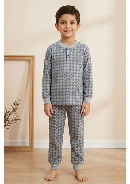 Pamuklu 2 Iplik Şardonlu Manşetli Düğmeli Yaka Erkek Çocuk Pijama Takımı fırsatları