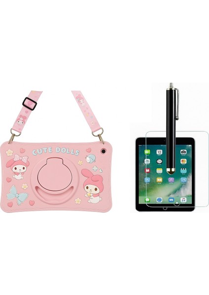 Lenovo Tab M11 TB330FU 11 Inç Uyumlu Cute Dolls Askılı Standlı Tablet Kılıfı+Tablet Kalemi+Kırılmaz Cam Ekran Koruyucu