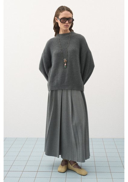 Oversize Örgü Kazak Gri indirimleri